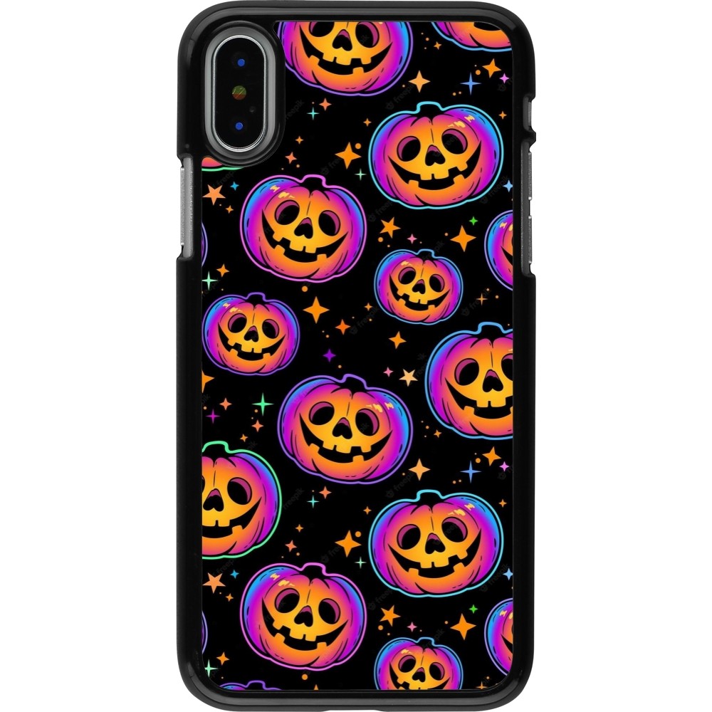 Coque iPhone X / Xs - Halloween 2024 rainbow pumpkins