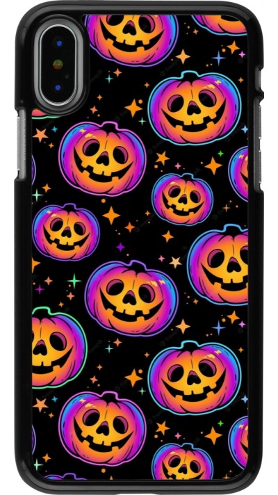 Coque iPhone X / Xs - Halloween 2024 rainbow pumpkins