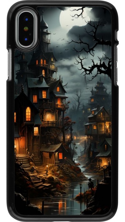 Coque iPhone X / Xs - Halloween 2024 scary town