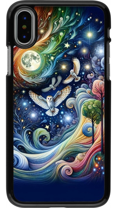 Coque iPhone X / Xs - hibou volant floral