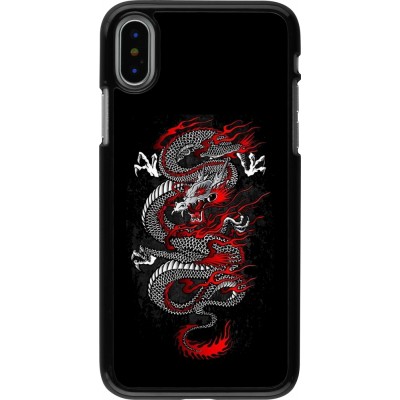 Coque iPhone X / Xs - Japanese style Dragon Tattoo Red Black