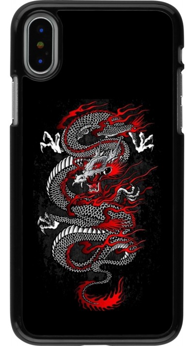 Coque iPhone X / Xs - Japanese style Dragon Tattoo Red Black