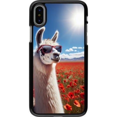 Coque iPhone X / Xs - Lama Chic en Coquelicot