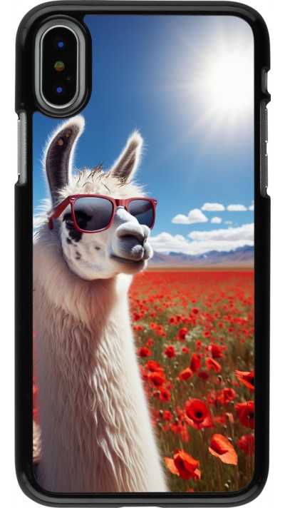 Coque iPhone X / Xs - Lama Chic en Coquelicot