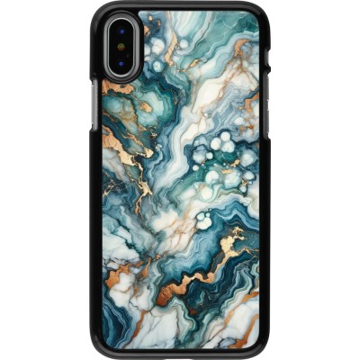 Coque iPhone X / Xs - Marbre Vert Bleu Doré