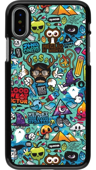 Coque iPhone X / Xs - Mixed Cartoons Turquoise