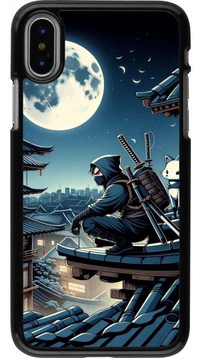 Coque iPhone X / Xs - Ninja sous la lune