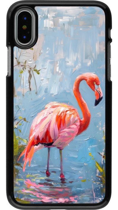 Coque iPhone X / Xs - Paint Flamingo