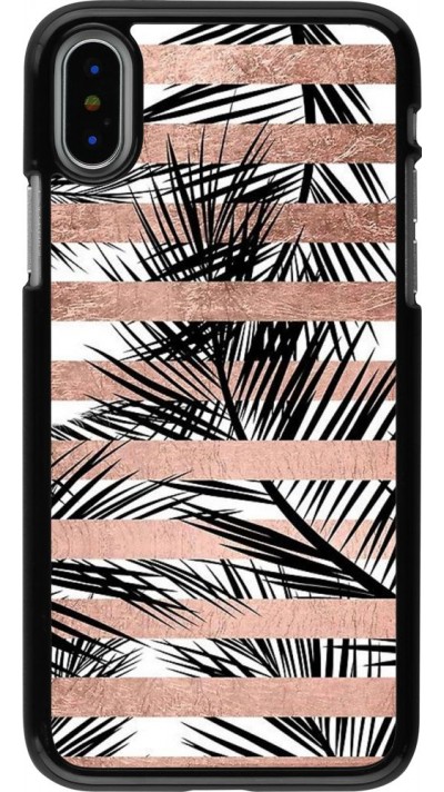 Coque iPhone X / Xs - Palm trees gold stripes