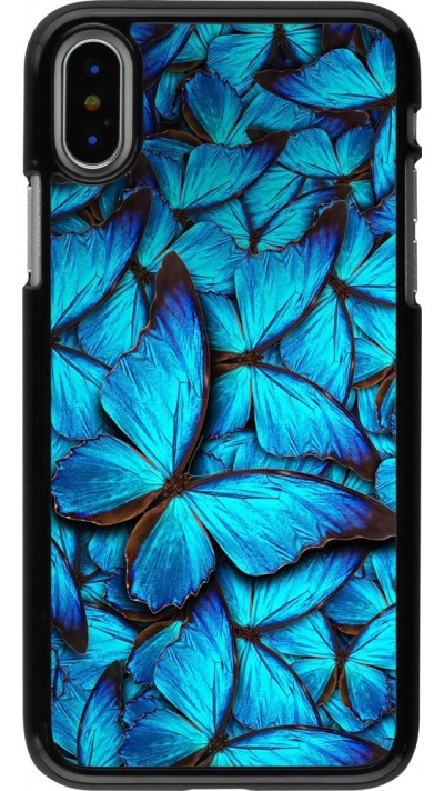 Coque iPhone X / Xs - Papillon - Bleu