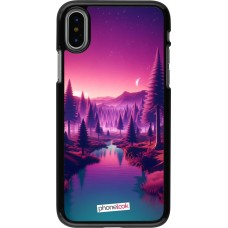 Coque iPhone X / Xs - Paysage Violet-Rose