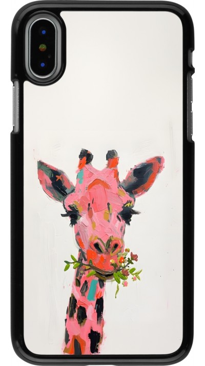 Coque iPhone X / Xs - Pink Girafe Paint