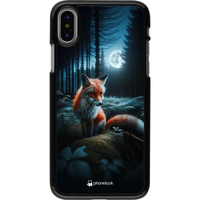 Coque iPhone X / Xs - Renard lune forêt