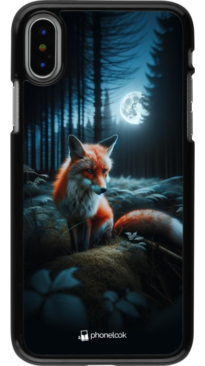 Coque iPhone X / Xs - Renard lune forêt