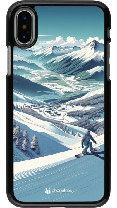 Coque iPhone X / Xs - Snowboarder Montagne