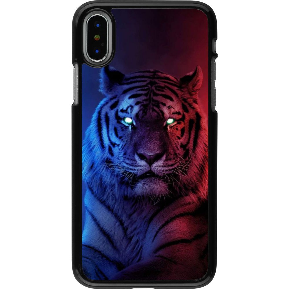 Coque iPhone X / Xs - Tiger Blue Red