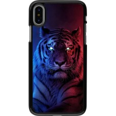 Coque iPhone X / Xs - Tiger Blue Red