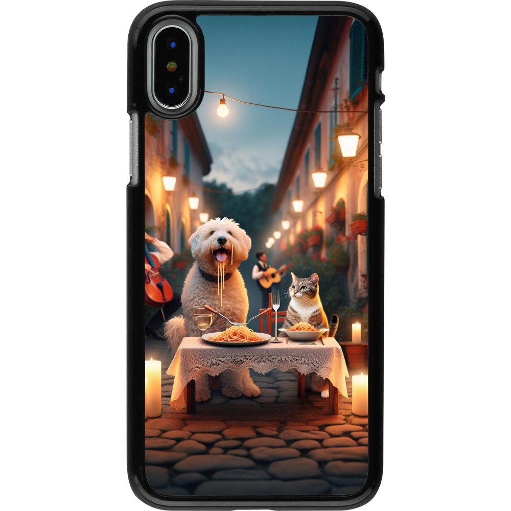 Coque iPhone X / Xs - Valentine 2024 Dog & Cat Candlelight