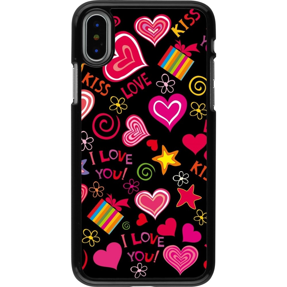 Coque iPhone X / Xs - Valentine 2023 love symbols