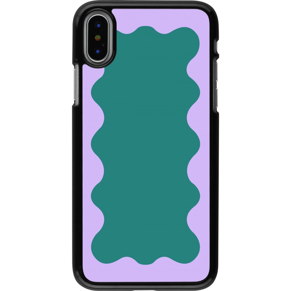 Coque iPhone X / Xs - Wavy Rectangle Green Purple