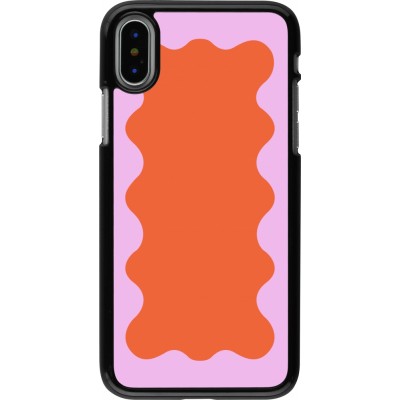 Coque iPhone X / Xs - Wavy Rectangle Orange Pink