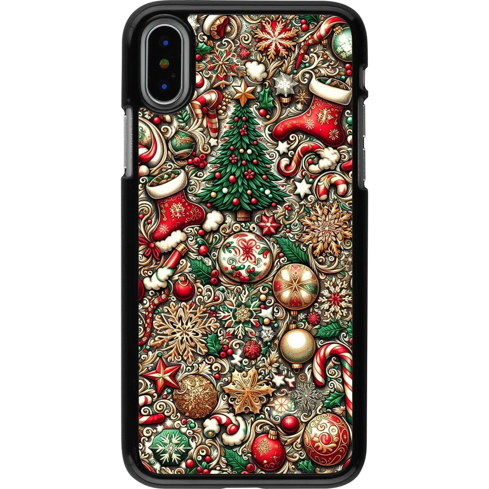 Coque iPhone X / Xs - Noël 2023 micro pattern