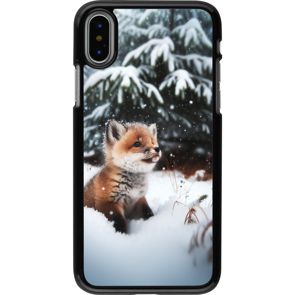 Coque iPhone X / Xs - Noël 2023 Renardeau sapin