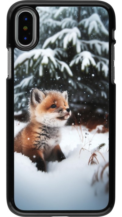 Coque iPhone X / Xs - Noël 2023 Renardeau sapin