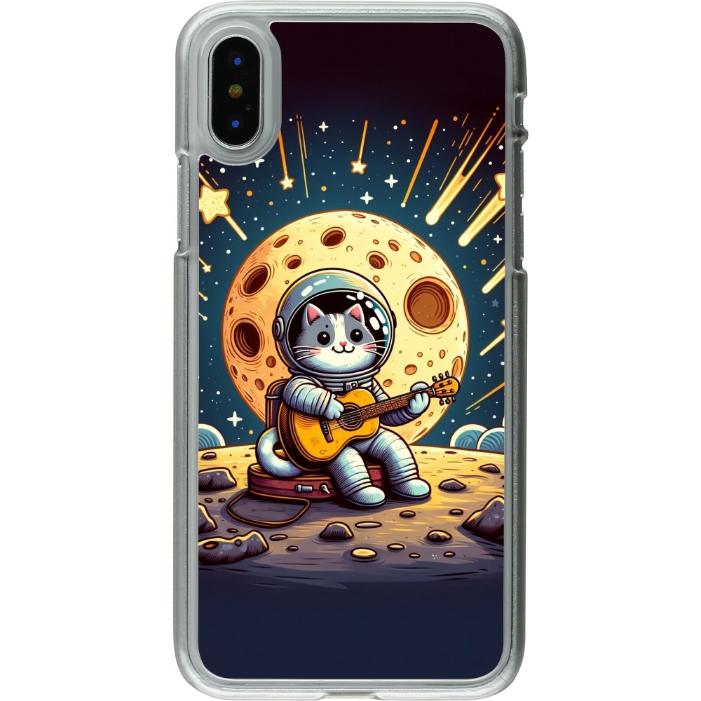 Coque iPhone X / Xs - Plastique transparent AstroCat RockLune