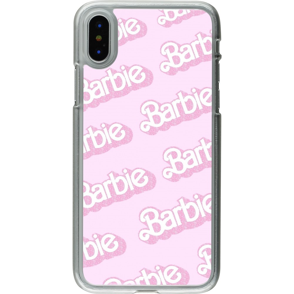 Coque iPhone X / Xs - Plastique transparent Barbie light pink pattern