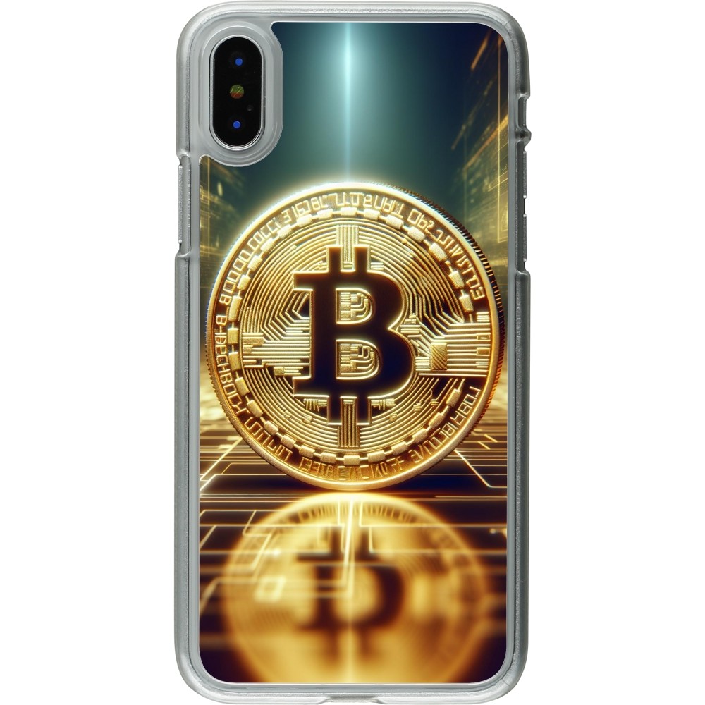 Coque iPhone X / Xs - Plastique transparent Bitcoin Standing