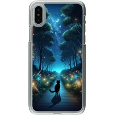 Coque iPhone X / Xs - Plastique transparent Chat noir promenade