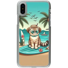 Coque iPhone X / Xs - Plastique transparent Chat Surf Style