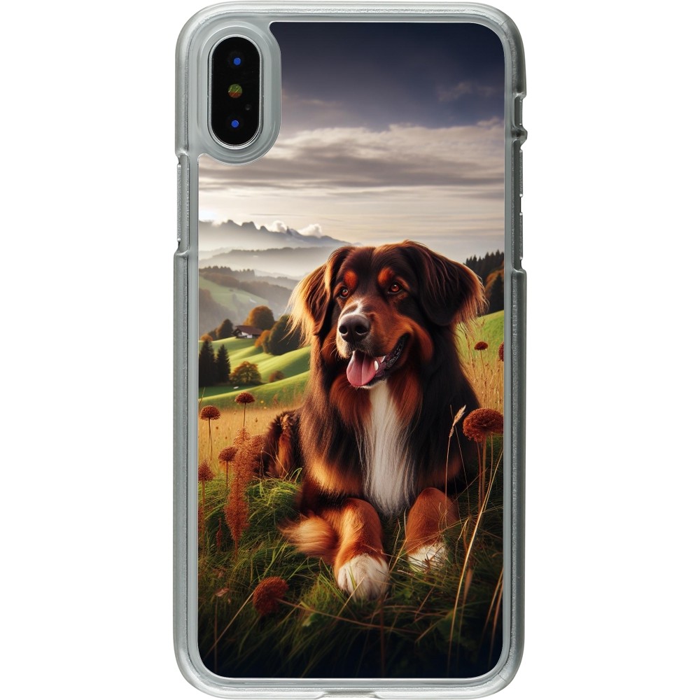 Coque iPhone X / Xs - Plastique transparent Chien Campagne Suisse