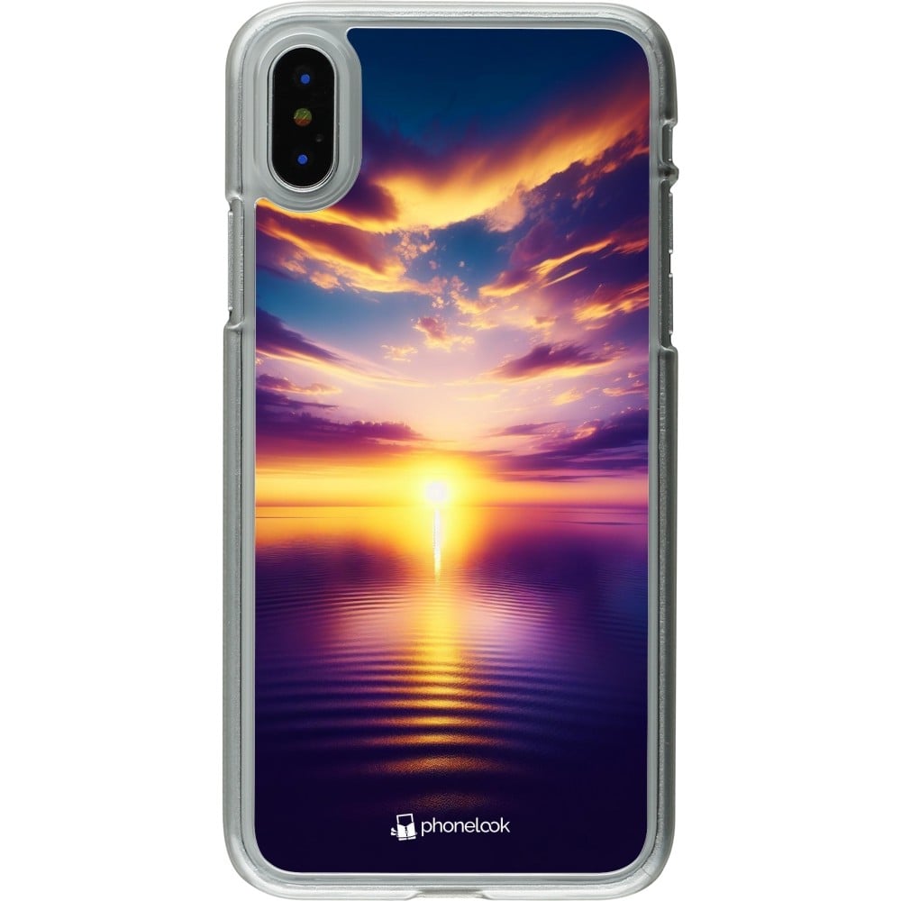 Coque iPhone X / Xs - Plastique transparent Coucher soleil jaune violet