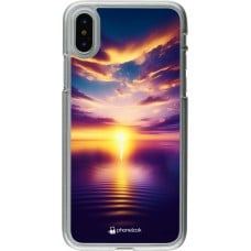 Coque iPhone X / Xs - Plastique transparent Coucher soleil jaune violet