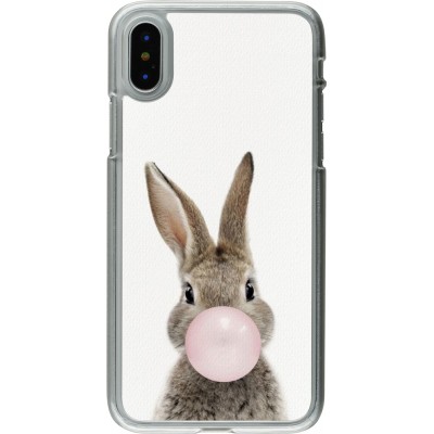 Coque iPhone X / Xs - Plastique transparent Easter 2023 bubble gum bunny