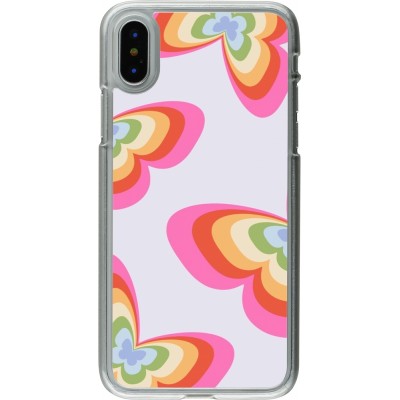 Coque iPhone X / Xs - Plastique transparent Easter 2024 rainbow butterflies