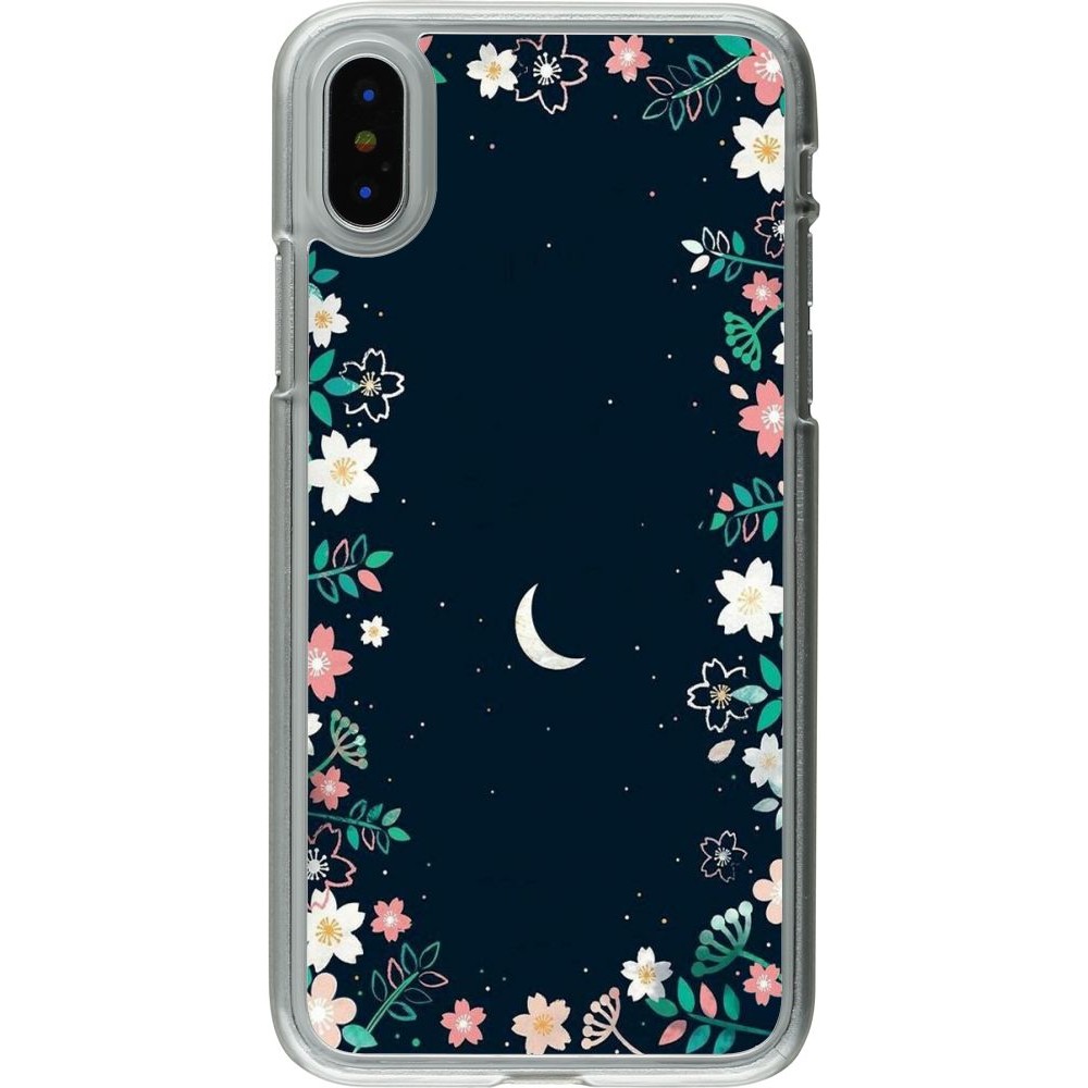 Coque iPhone X / Xs - Plastique transparent Flowers space