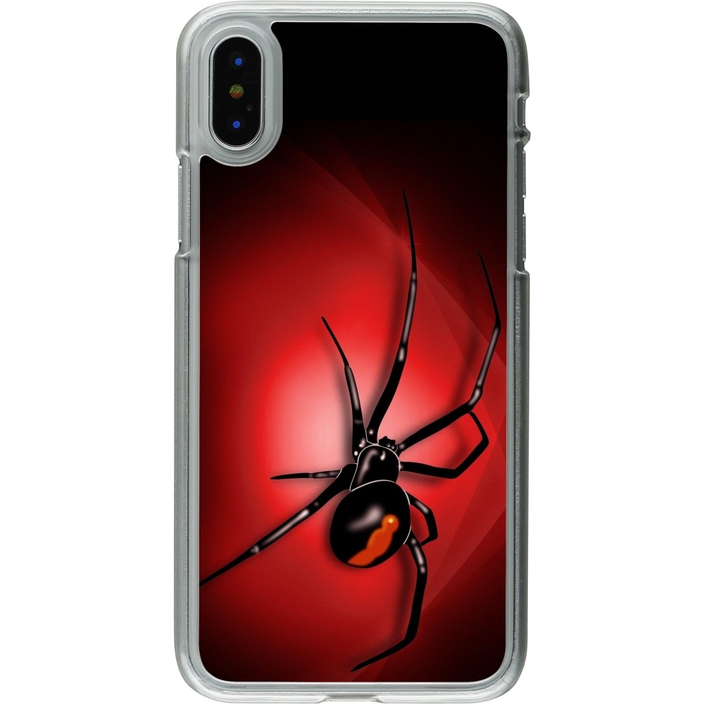 Coque iPhone X / Xs - Plastique transparent Halloween 2023 spider black widow