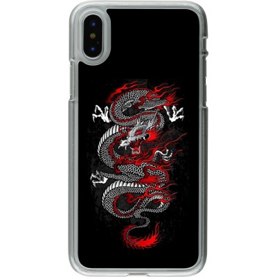 Coque iPhone X / Xs - Plastique transparent Japanese style Dragon Tattoo Red Black