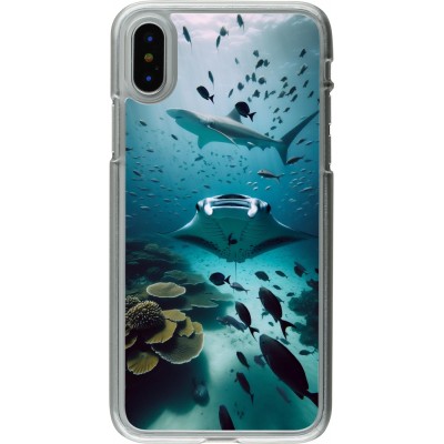 Coque iPhone X / Xs - Plastique transparent Manta Lagon Nettoyage