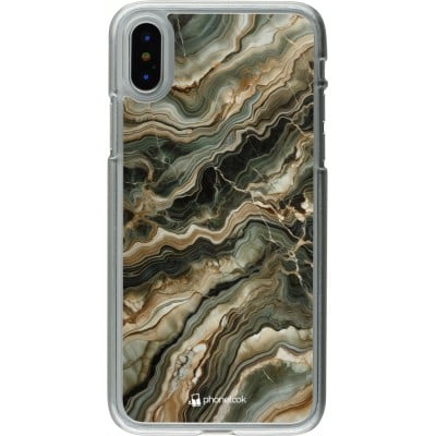 Coque iPhone X / Xs - Plastique transparent Marbre Olive