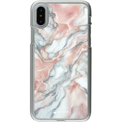 Coque iPhone X / Xs - Plastique transparent Marbre Rose Lumineux