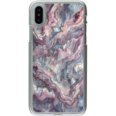 Coque iPhone X / Xs - Plastique transparent Marbre violette argentée