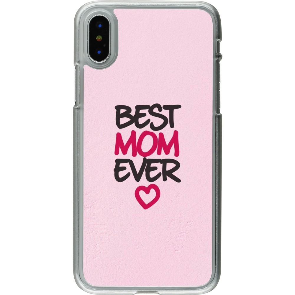 Coque iPhone X / Xs - Plastique transparent Mom 2023 best Mom ever pink