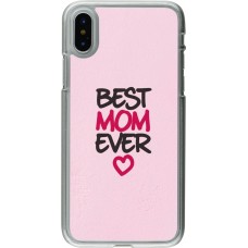 Coque iPhone X / Xs - Plastique transparent Mom 2023 best Mom ever pink