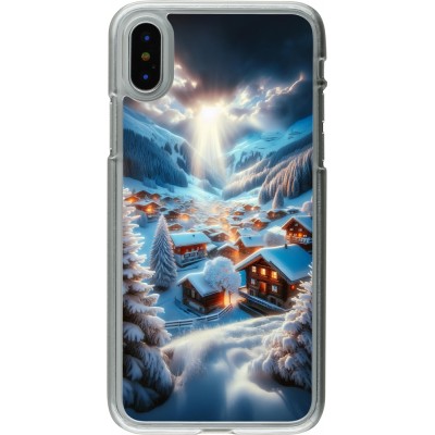 Coque iPhone X / Xs - Plastique transparent Mont Neige Lumière