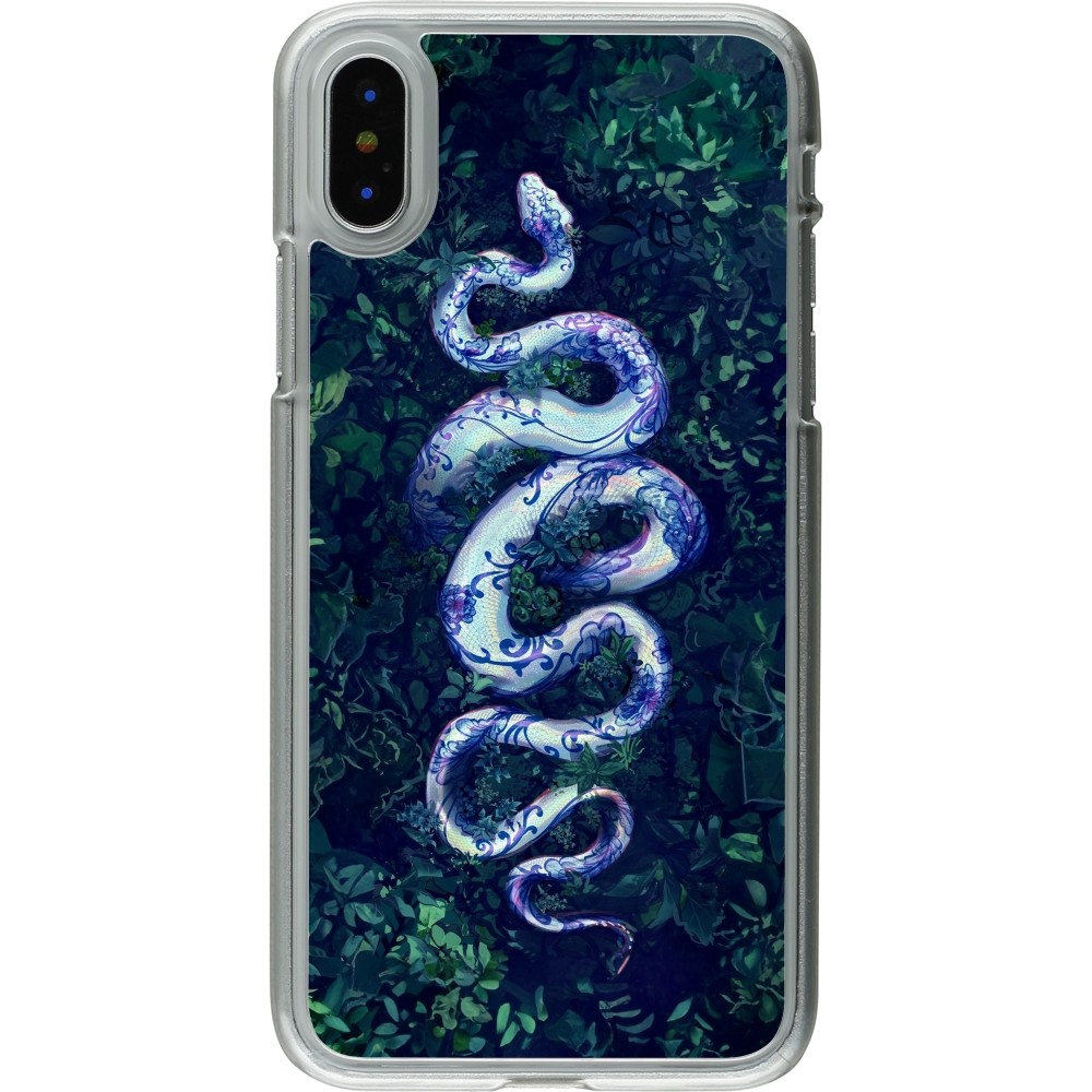 Coque iPhone X / Xs - Plastique transparent Serpent Blue Anaconda