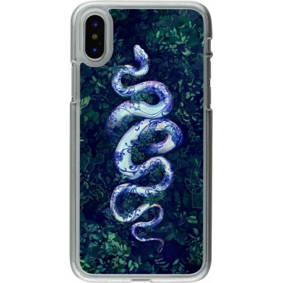 Coque iPhone X / Xs - Plastique transparent Serpent Blue Anaconda